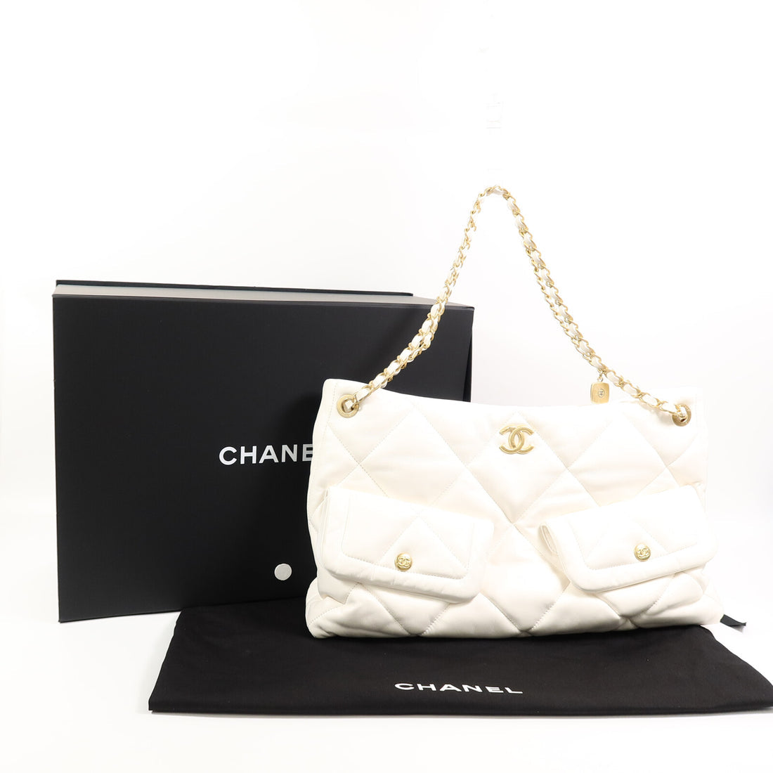 Chanel Large Quilted Pocket Tote Bag