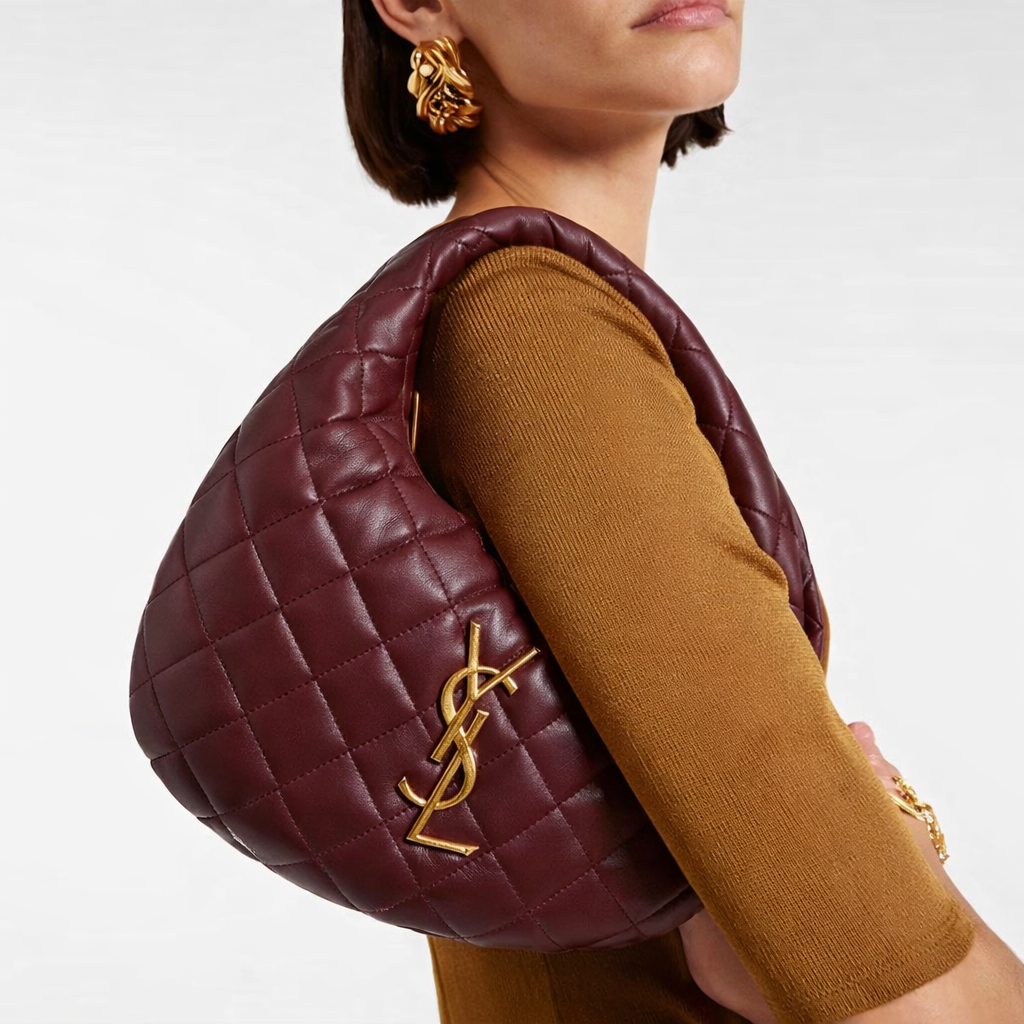 Saint Laurent (YSL) Quilted Hobo Bag with Cassandre Logo
