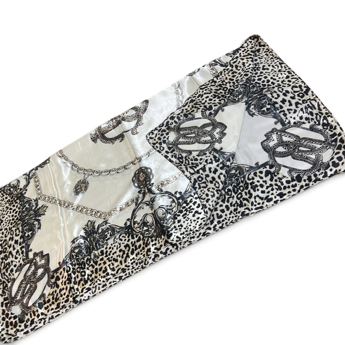 Dolce & Gabbana Leopard & Baroque Print Silk Scarf