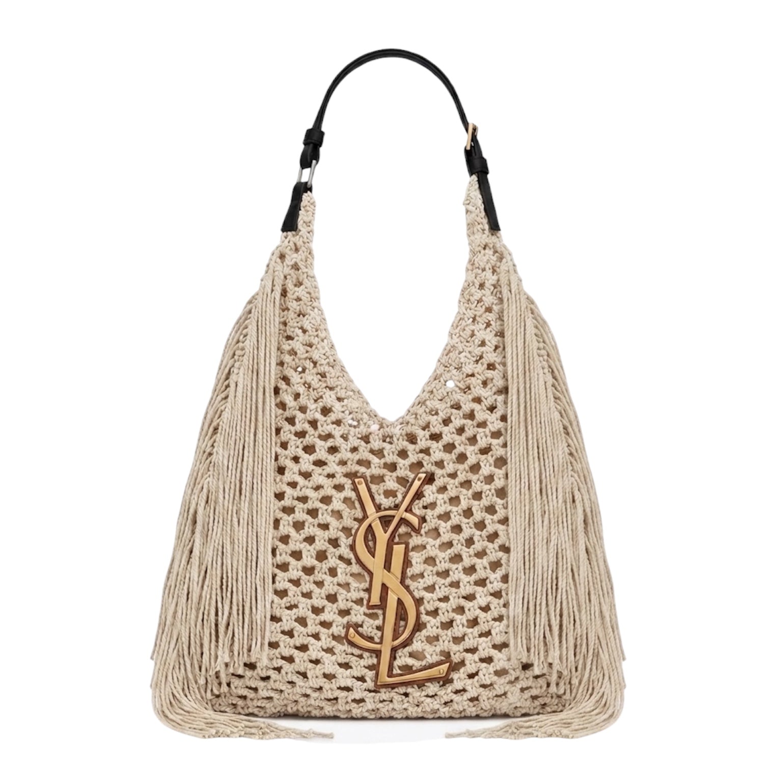 Saint Laurent Crochet Fringe Hobo Bag